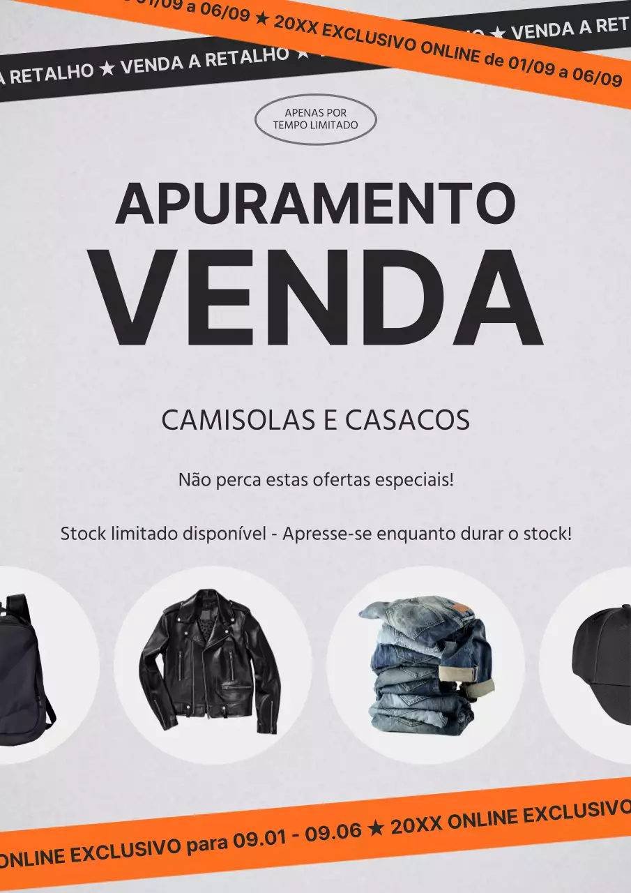 Promover a liquidação simples das existências em preto e laranja