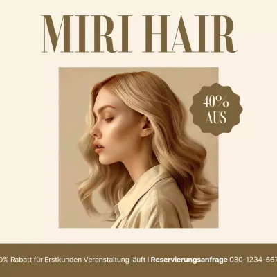 Werbung für einen einfachen Salonrabatt in Beige