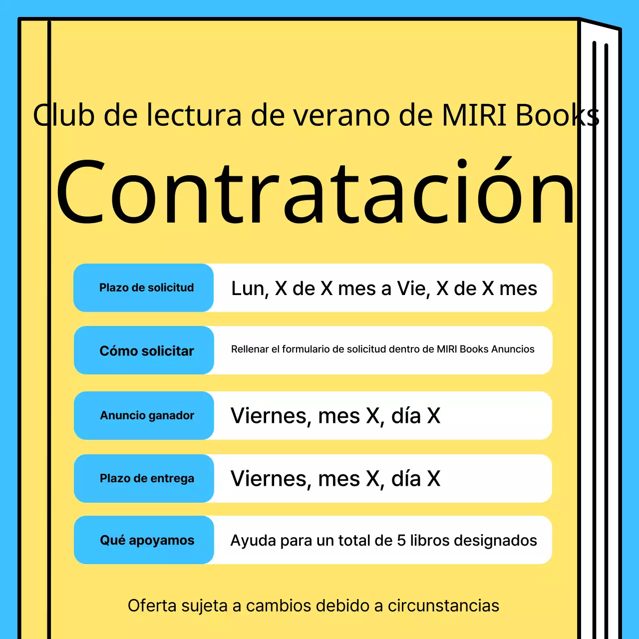 Promueva un club de lectura minimalista de verano en amarillo y azul