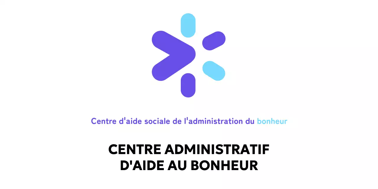Centre d'aide sociale avec logo simple, bleu clair, violet et brillant