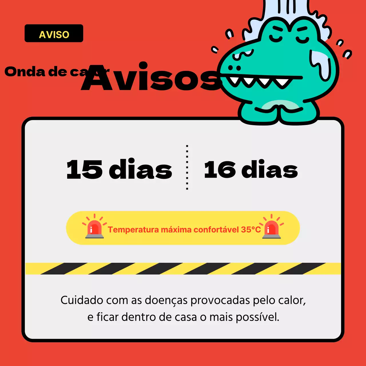 Informação de aviso de calor a vermelho e verde