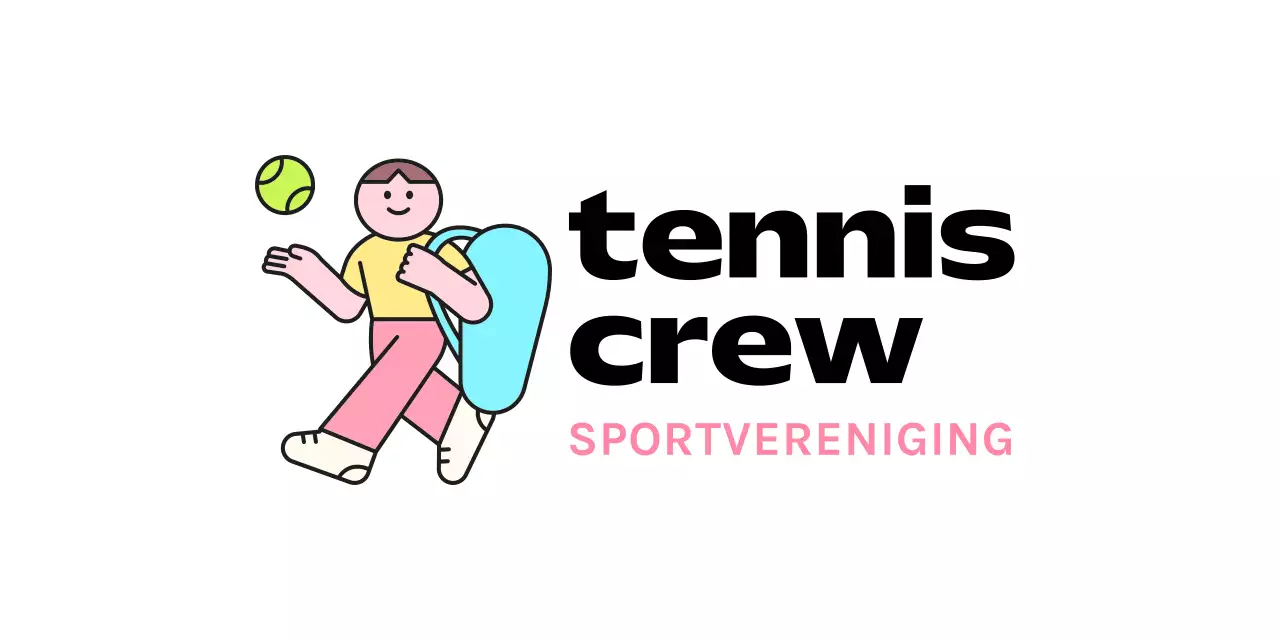 Een logo voor een club met een schattig personage dat tennist.