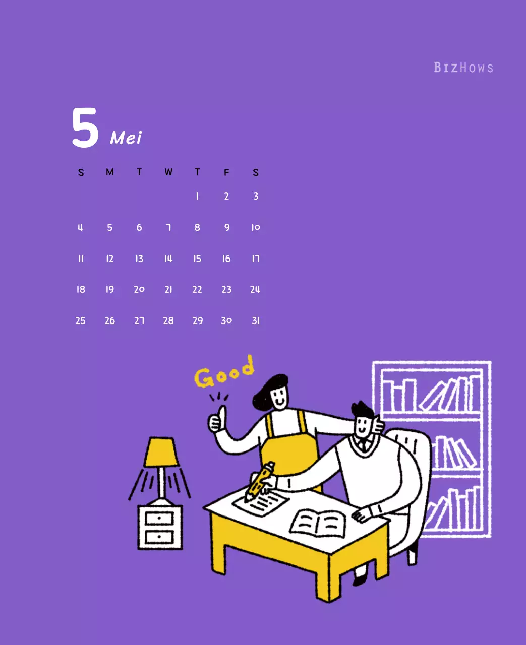 Nieuwjaarskalender met schattige illustraties