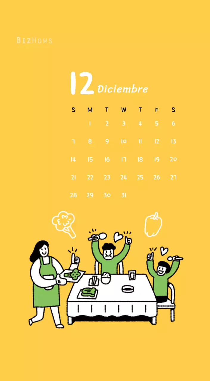 Calendario de Año Nuevo con simpáticas ilustraciones