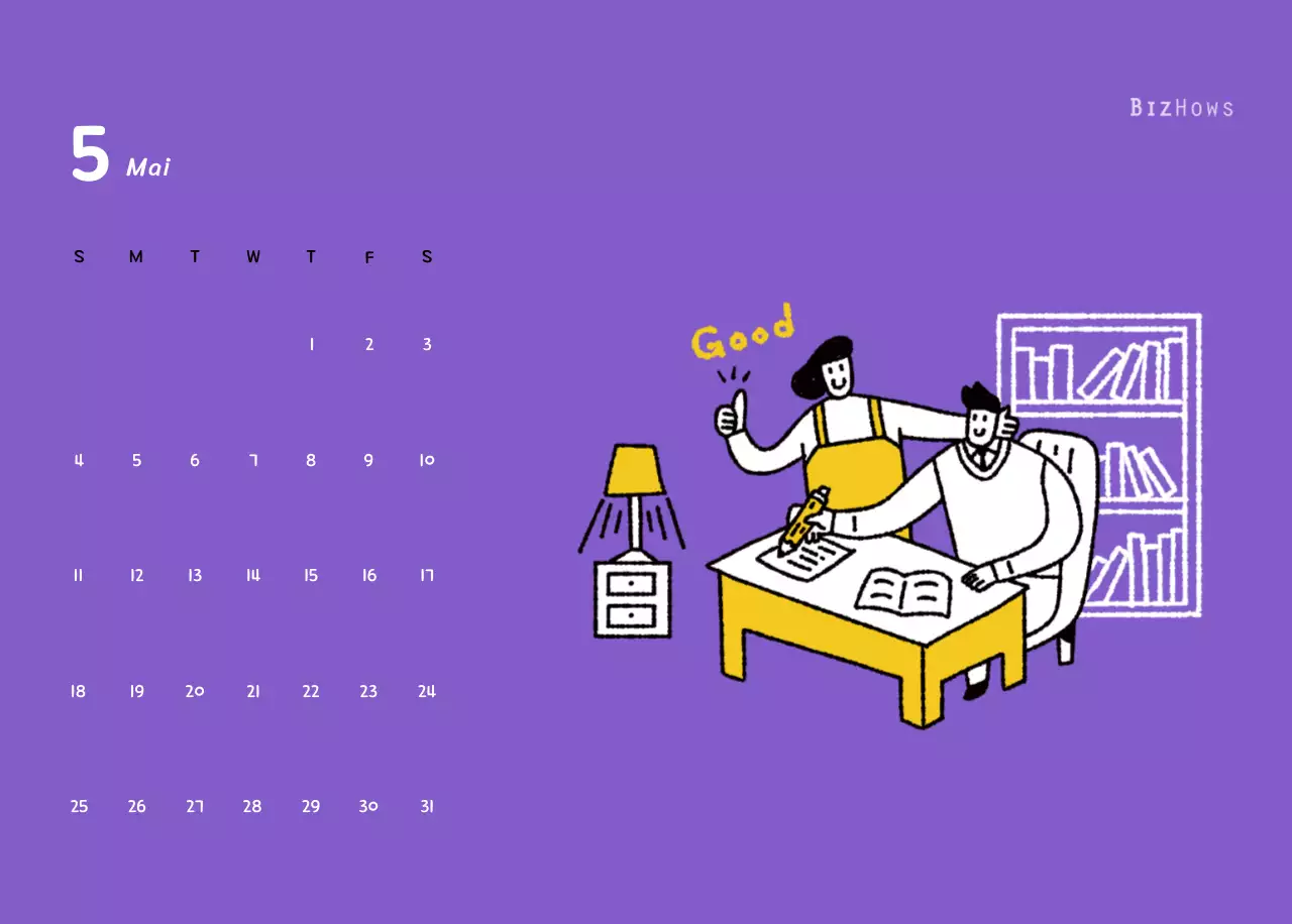 Neujahrskalender mit niedlichen Illustrationen