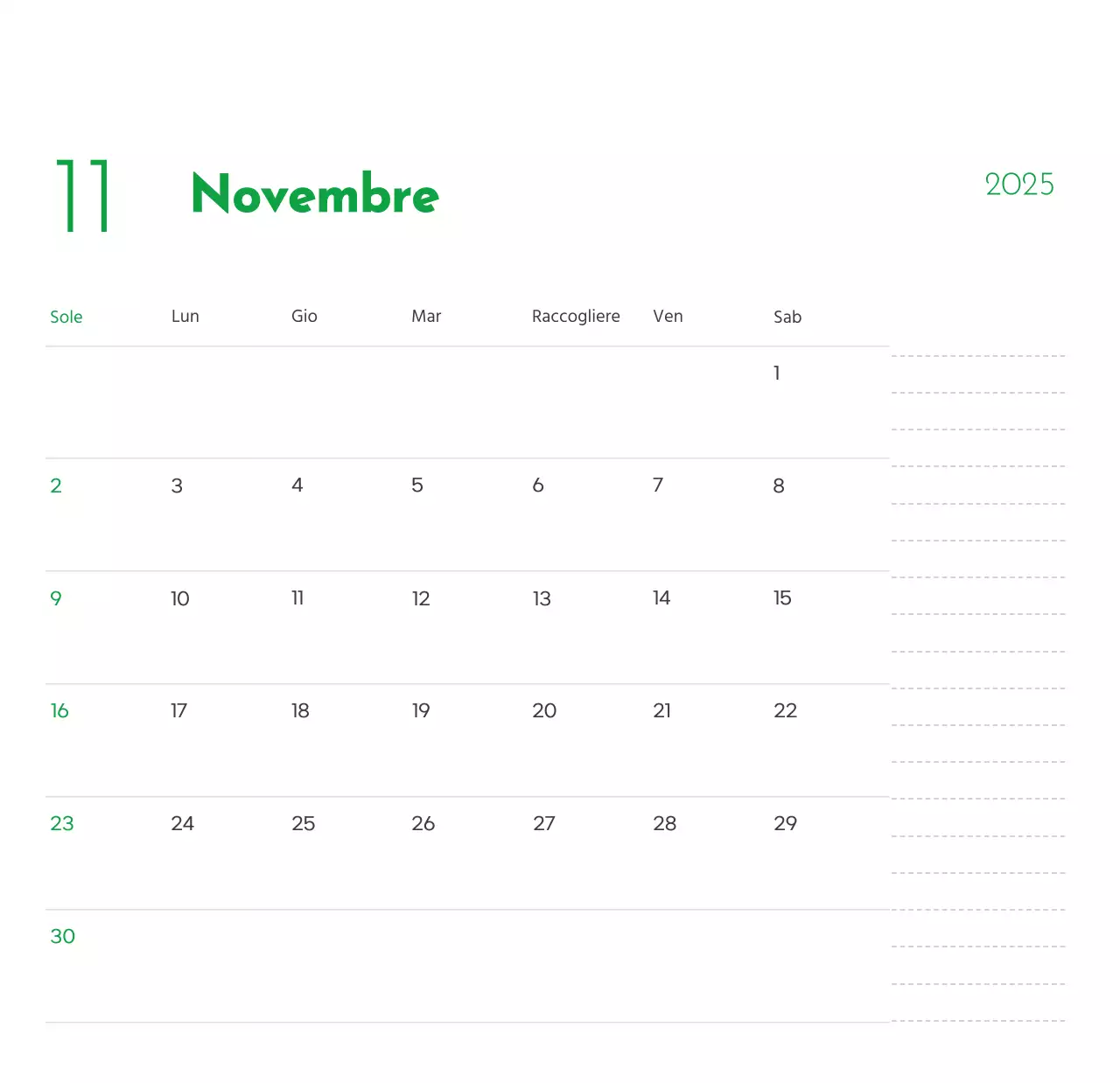 Un calendario con la foto di un cucciolo e un simpatico messaggio in colore verde.