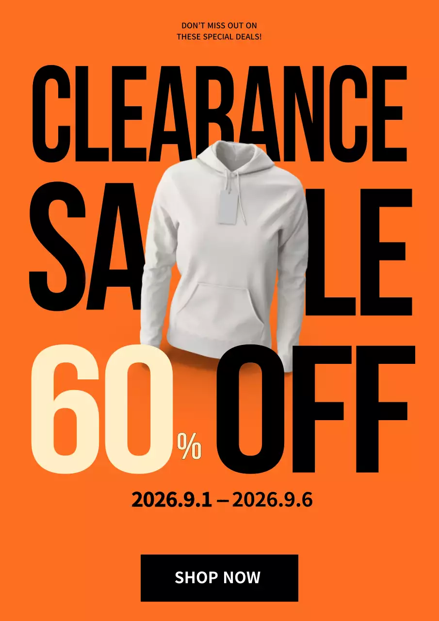Orange Bold Clearance Sale Promotion Poster