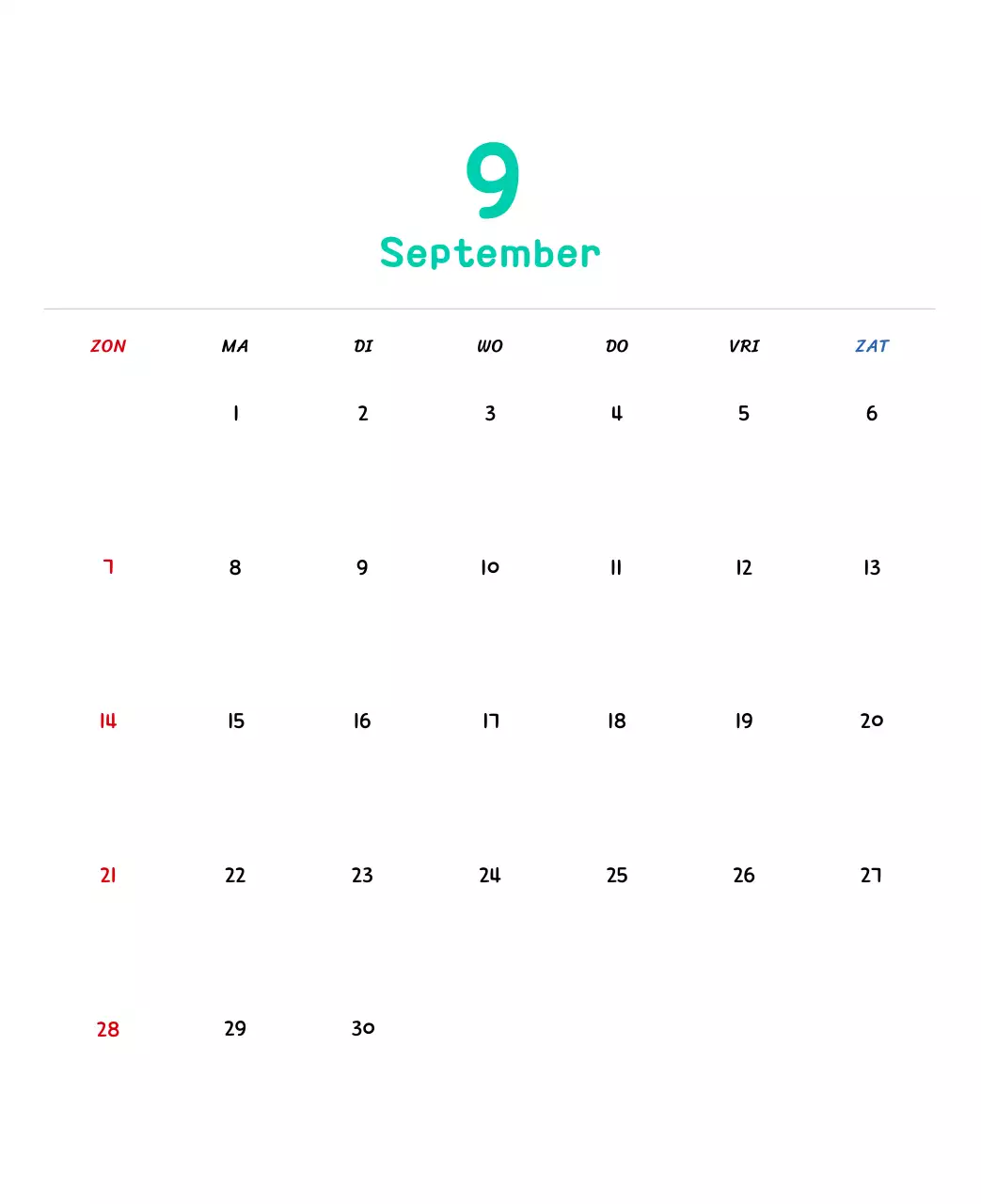 Nieuwjaarskalender met schattige illustraties