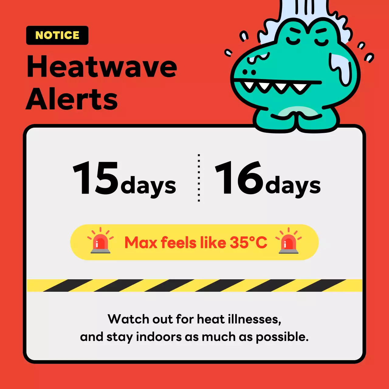 Red Simple Heatwave Notice Social Media Post