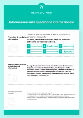 Un semplice avviso di spedizione internazionale in bianco e menta