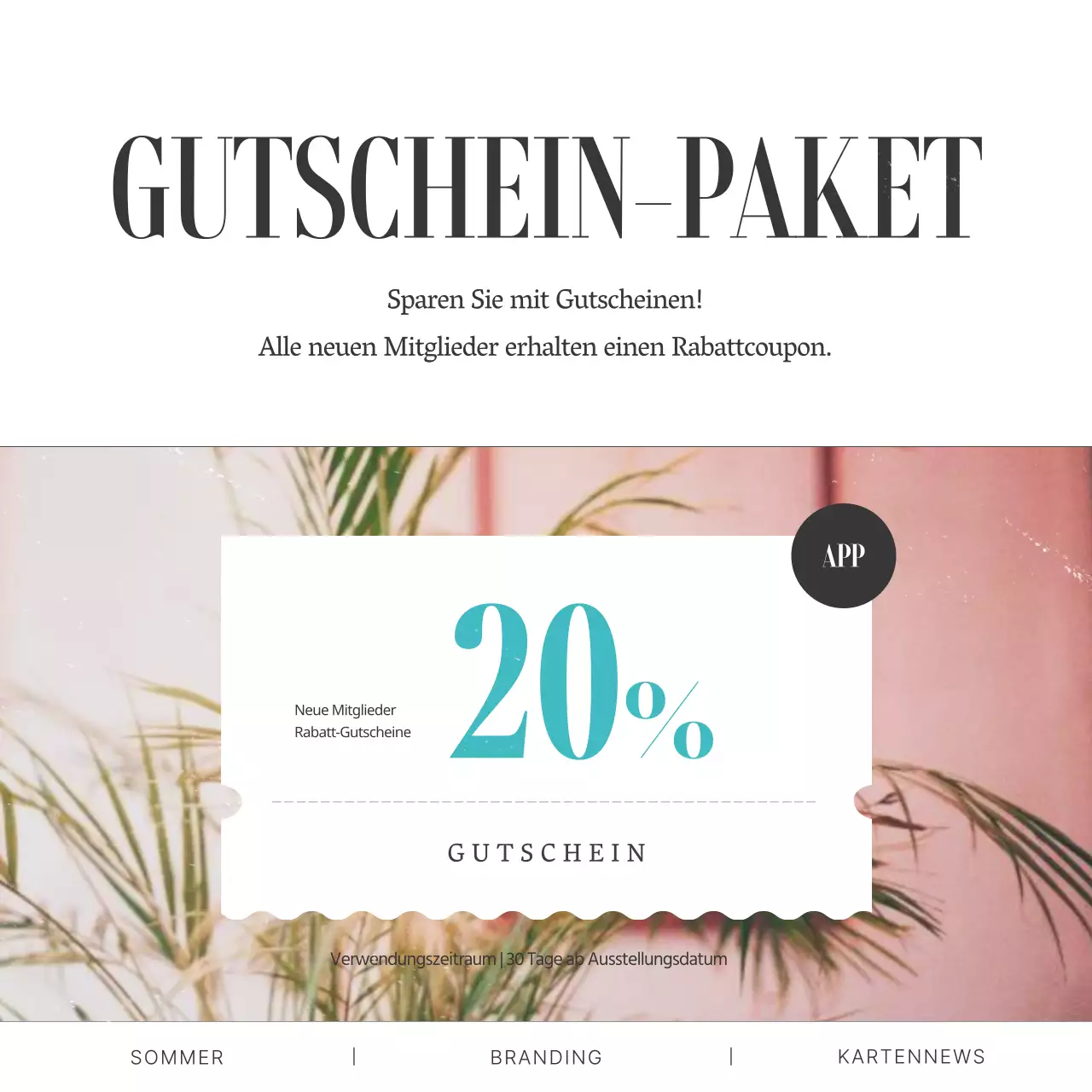 Ein gebrandeter Social-Media-Beitrag mit einem grünen, sommerlichen Vintage-Thema