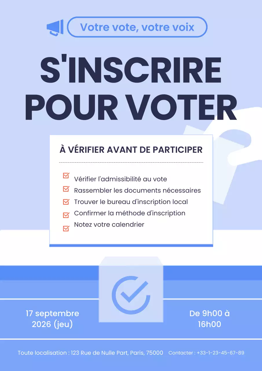 Promouvoir l'inscription de base sur les listes électorales en bleu et bleu clair