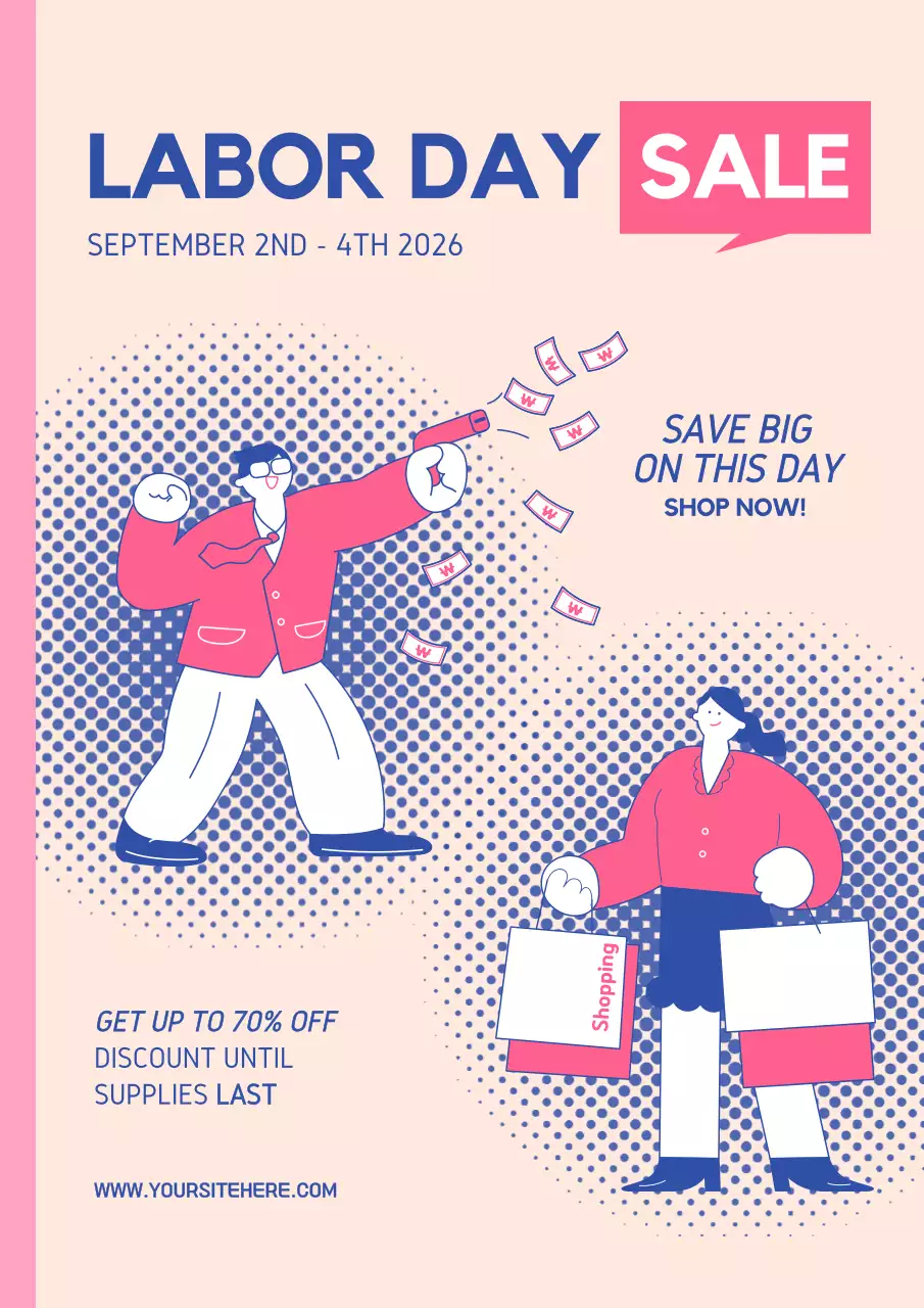 Pink Retro Sale Promotion Poster