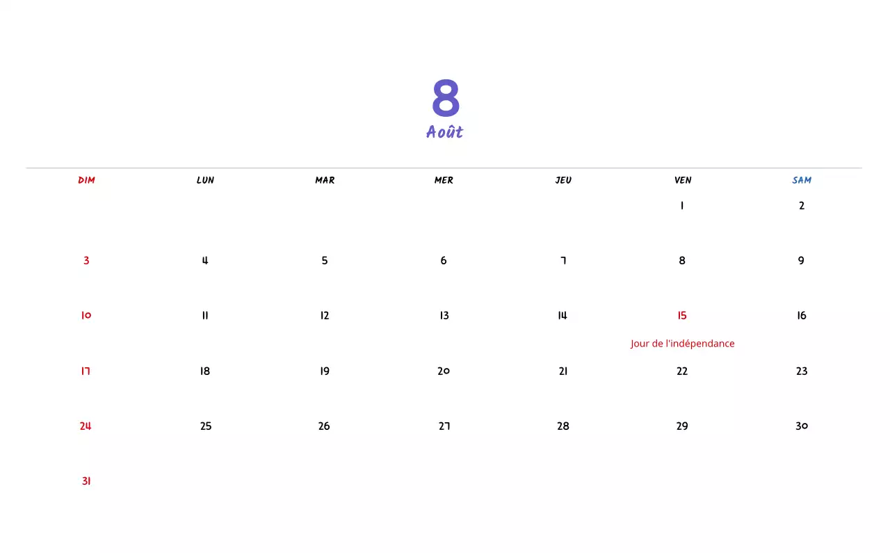 Calendrier du Nouvel An avec de jolies illustrations