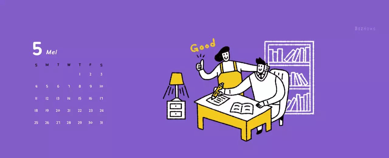 Nieuwjaarskalender met schattige illustraties