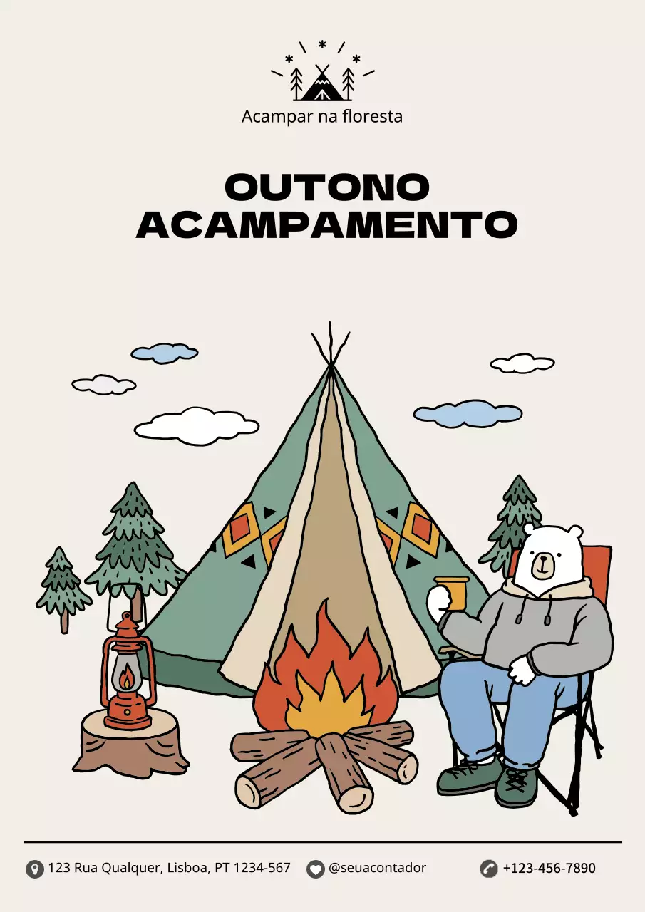 Os anúncios de campismo de outono em marfim e caqui estão na moda
