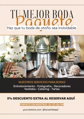 Negro Beige Elegante Lujo Otoño servicio de reserva de la boda Publicidad