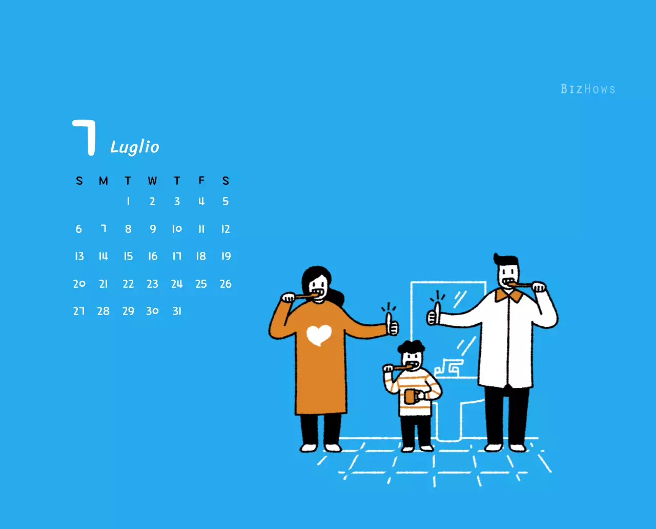 Calendario di Capodanno con simpatiche illustrazioni