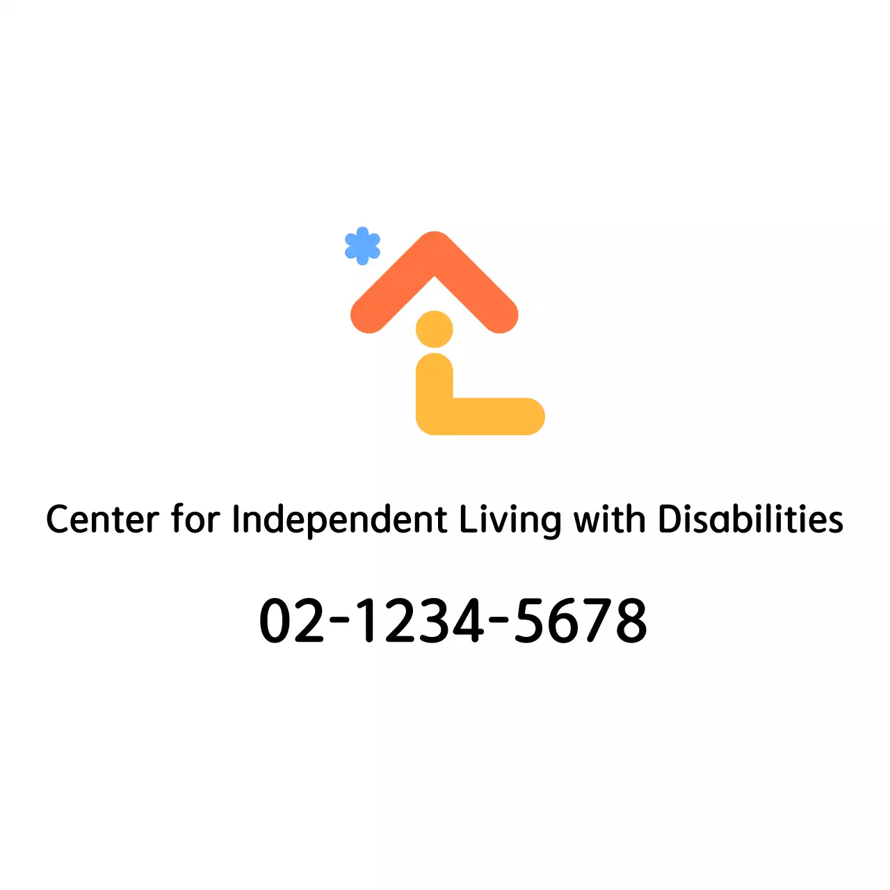 Promotional logo for a welfare center in the form of a house