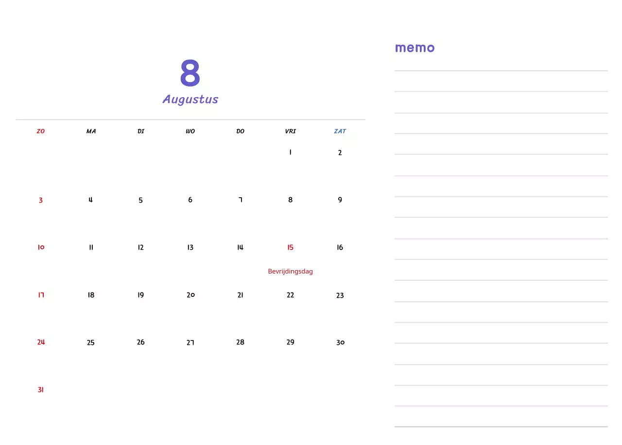 Nieuwjaarskalender met schattige illustraties