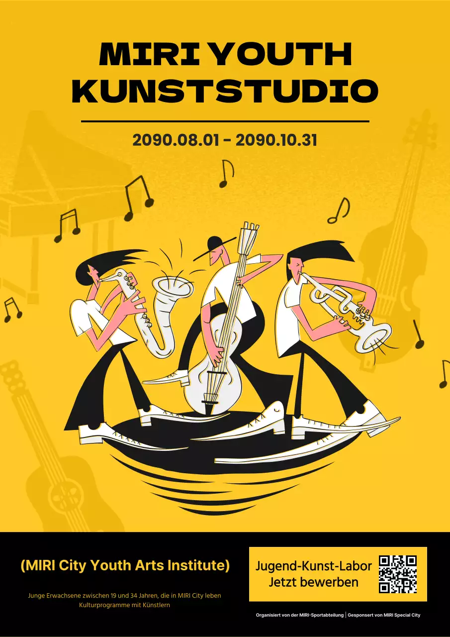 Förderung von musikalischen Darbietungen in Gelb und Schwarz