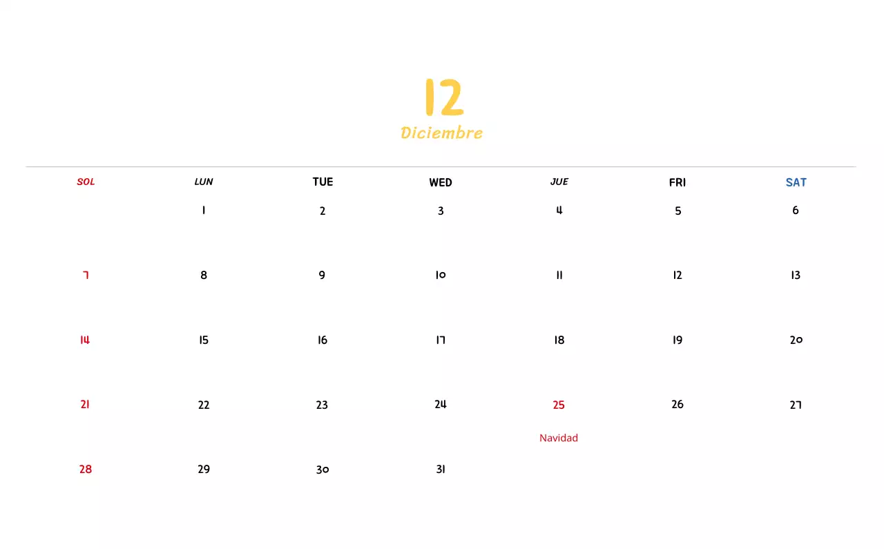Calendario de Año Nuevo con simpáticas ilustraciones