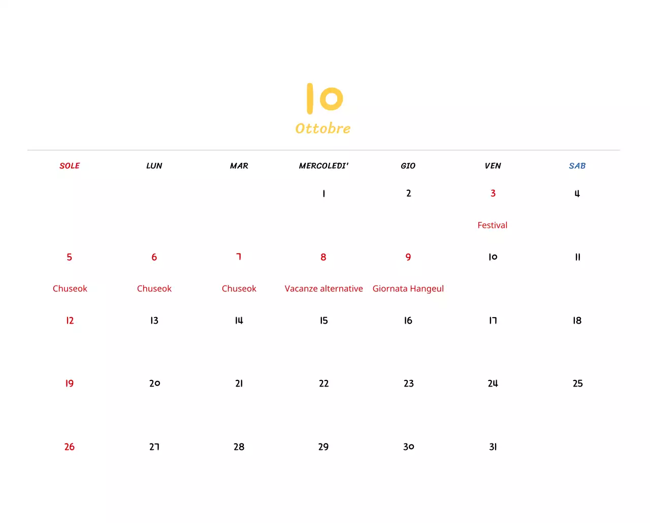 Calendario di Capodanno con simpatiche illustrazioni