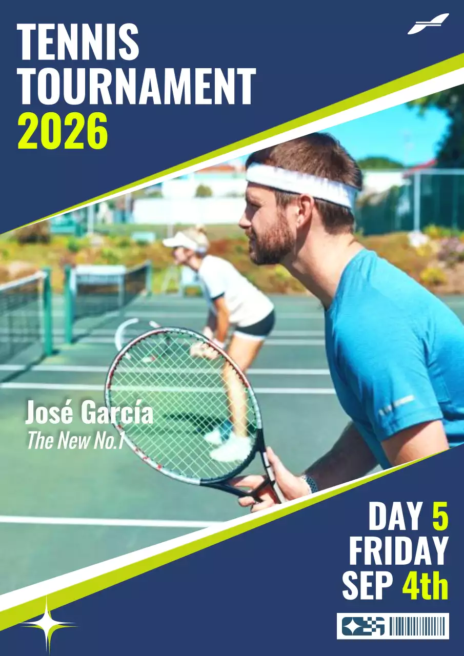 Blue Modern Tennis Promotion Poster