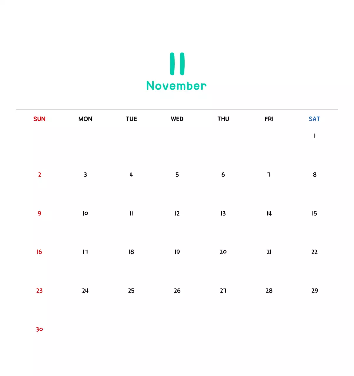 New Year's calendar with cute illustrations