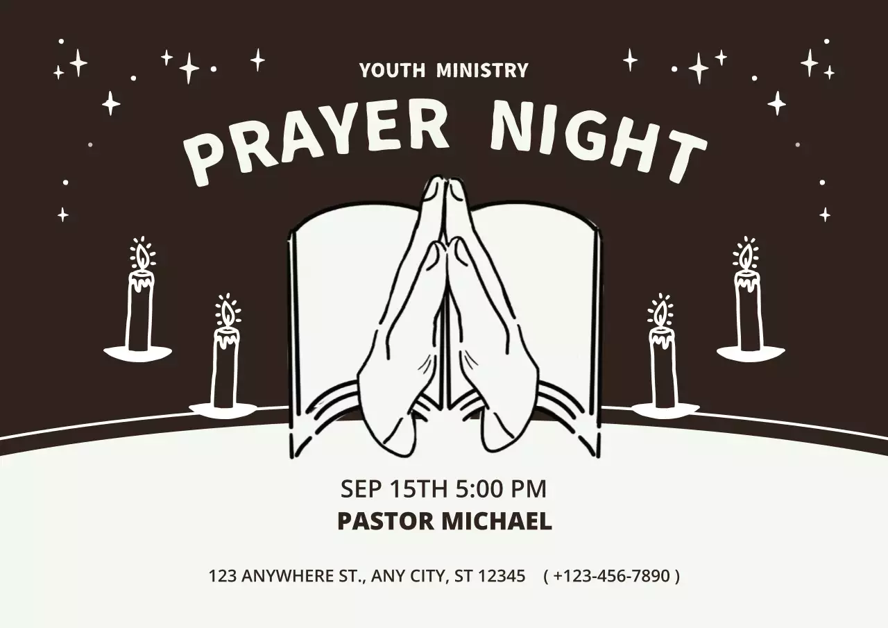 Brown Traditional Prayer Invitation Poster