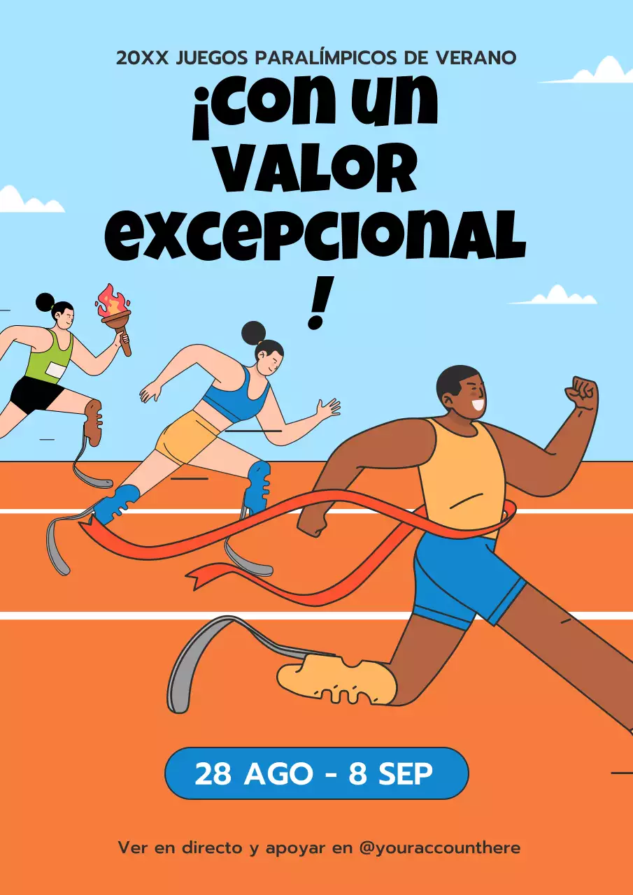 Promoción de los Juegos Paralímpicos de verano en azul y naranja