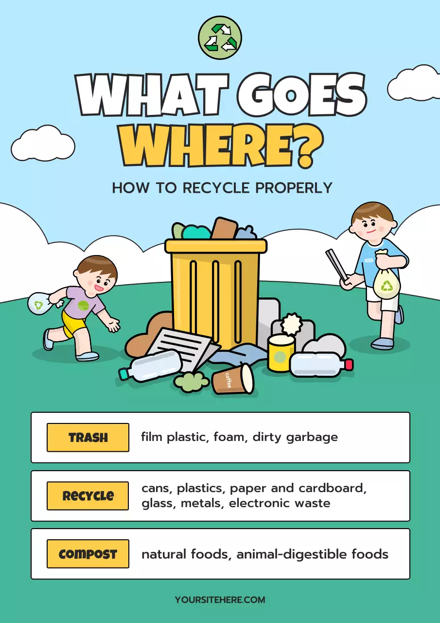 Blue Simple Recycling Guide Poster