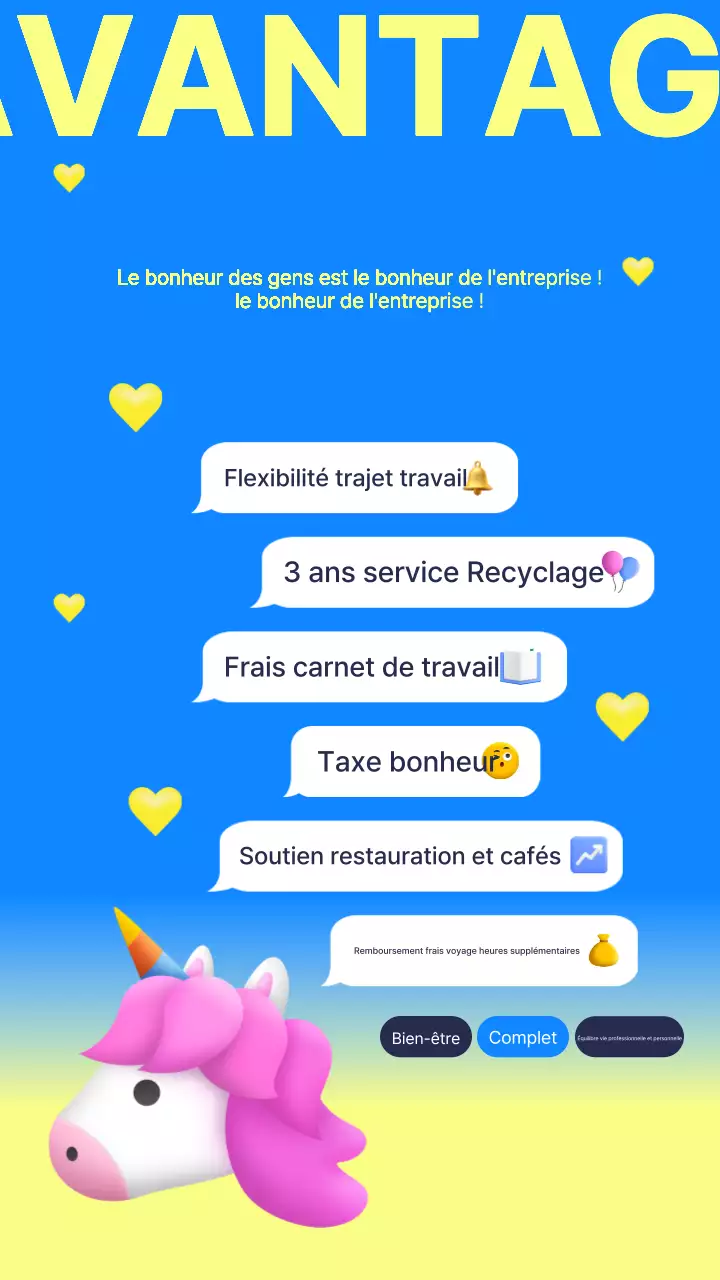 Une jolie annonce de recrutement bleue et jaune