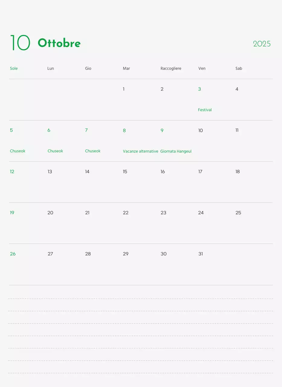 Un calendario con la foto di un cucciolo e un simpatico messaggio in colore verde.