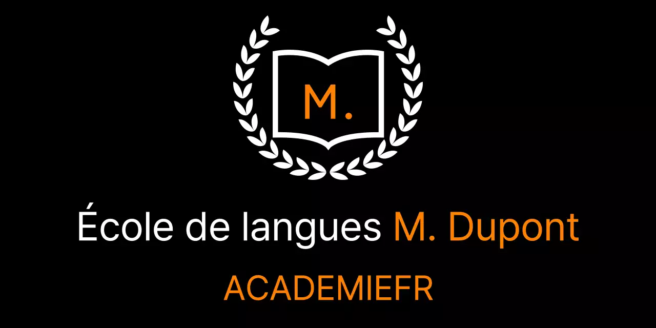 École de langues décorée de lauriers orange et blancs