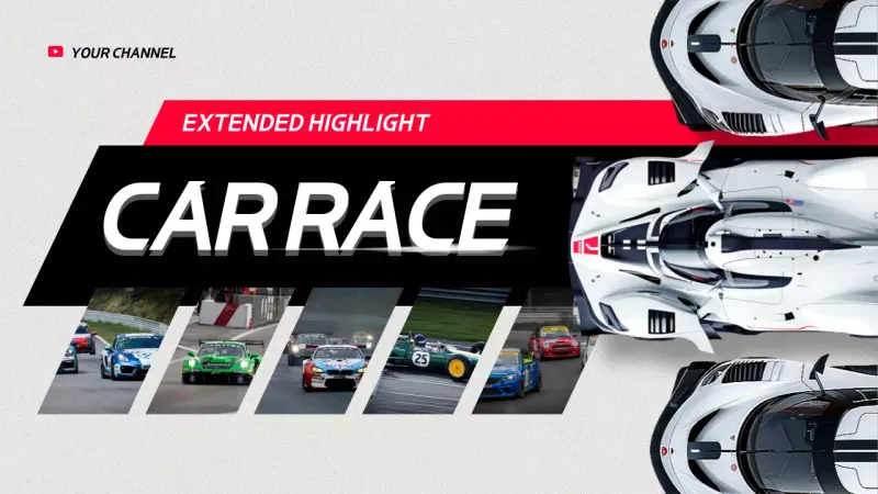 Vlog Balap Mobil Modern Merah di YouTube Thumbnail