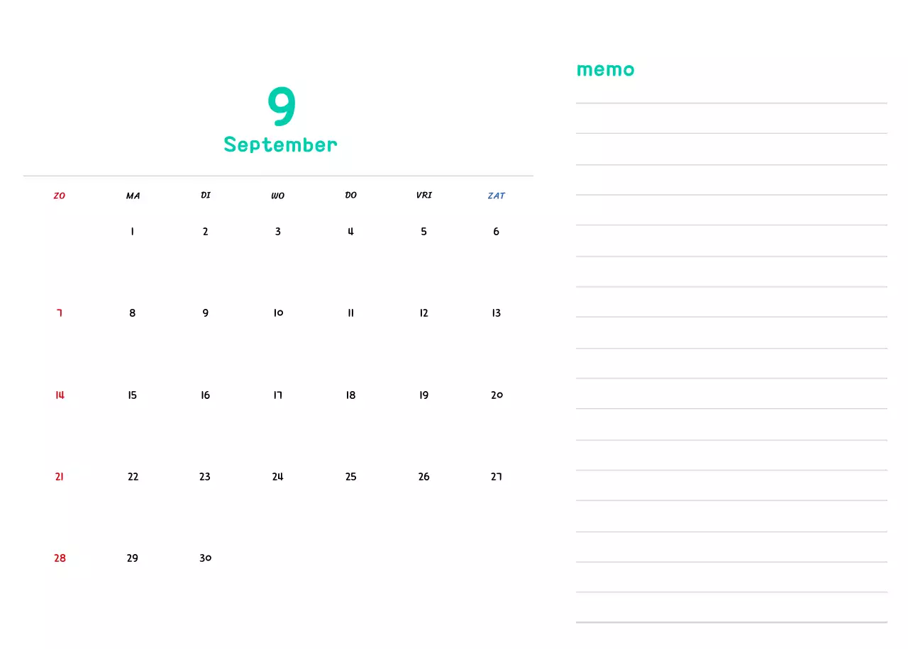 Nieuwjaarskalender met schattige illustraties