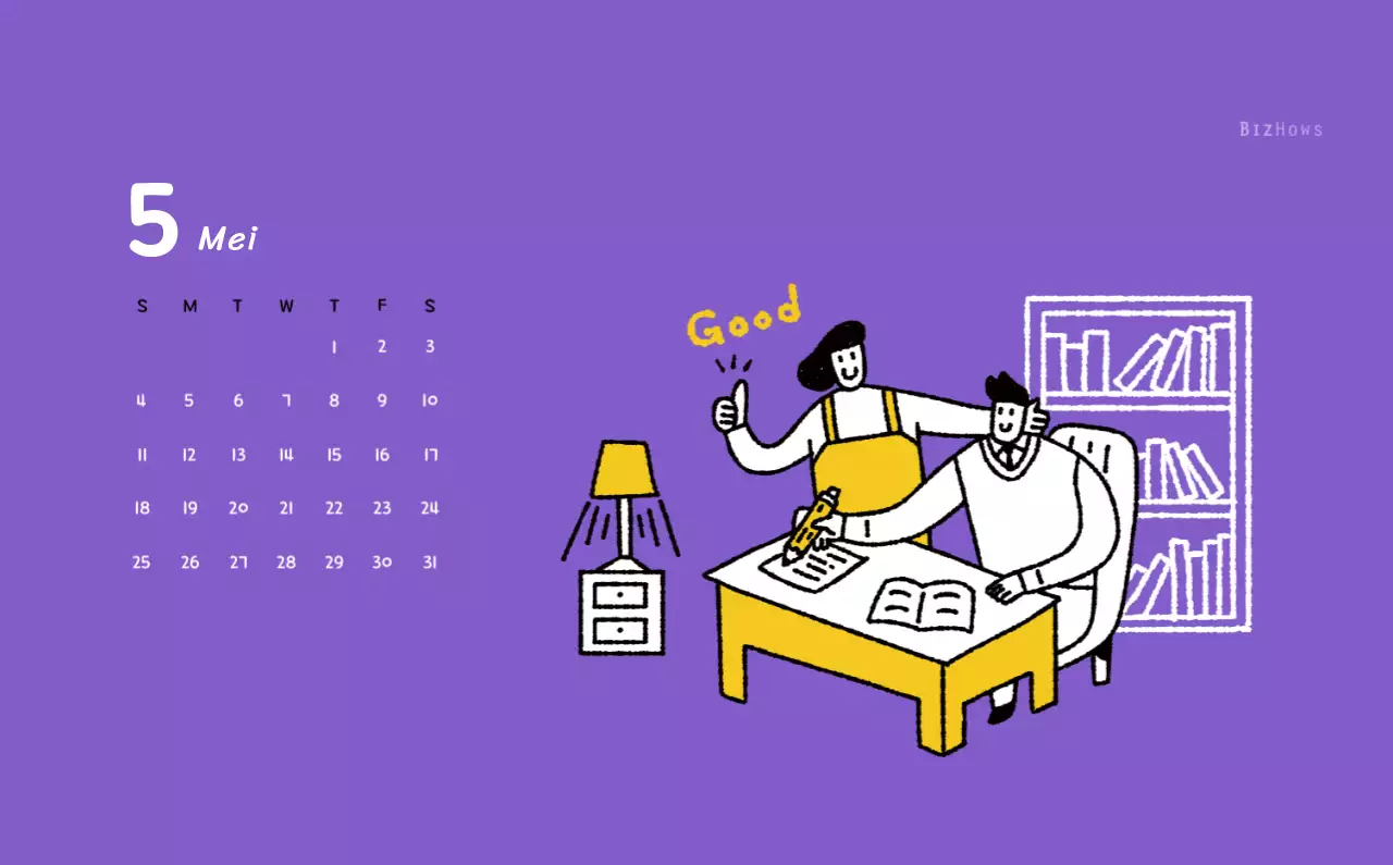 Nieuwjaarskalender met schattige illustraties