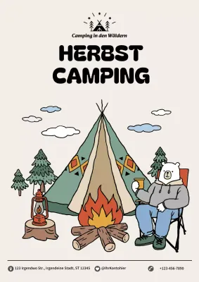 Herbstliche Camping-Ankündigungen in Elfenbein und Khaki liegen im Trend