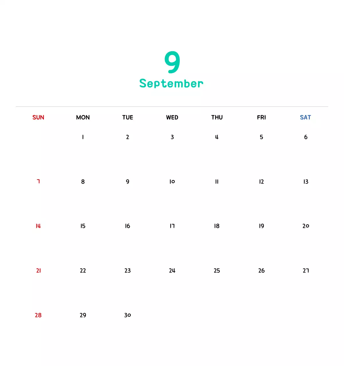 New Year's calendar with cute illustrations