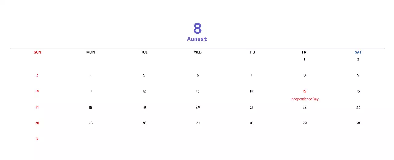 New Year's calendar with cute illustrations