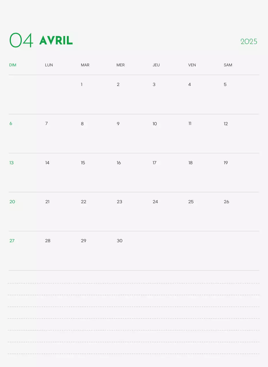 Un calendrier avec une photo de chiot et un message mignon dans une couleur verte.
