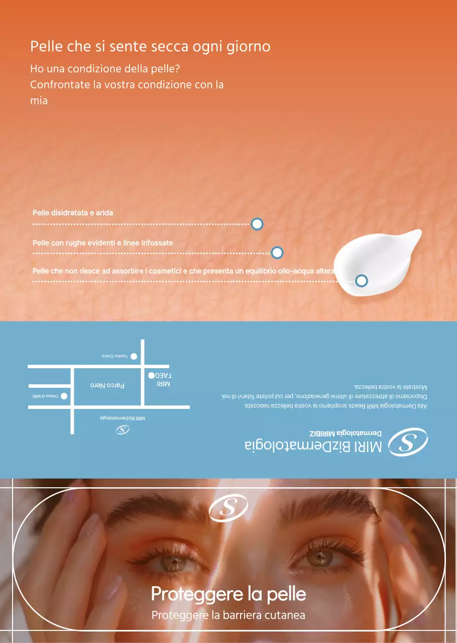 Promuovere una cura sofisticata della pelle in blu e beige