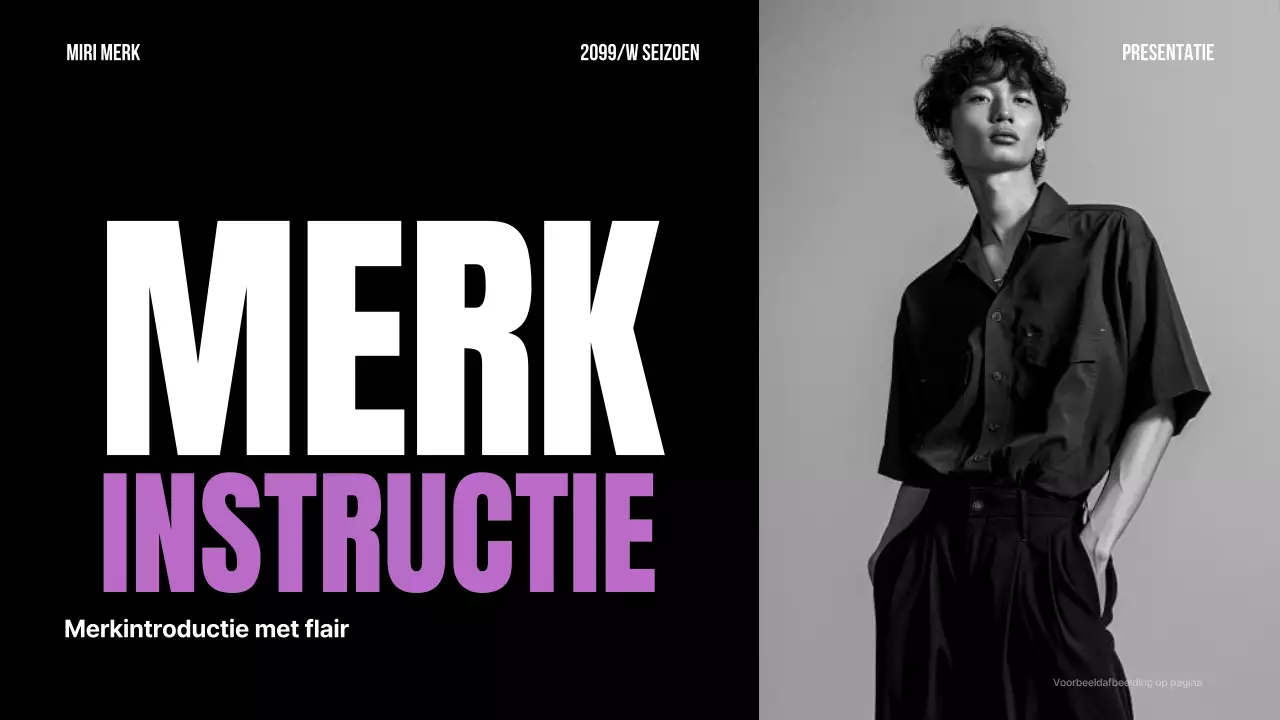 Een eenvoudig merkstatement in zwart en paars