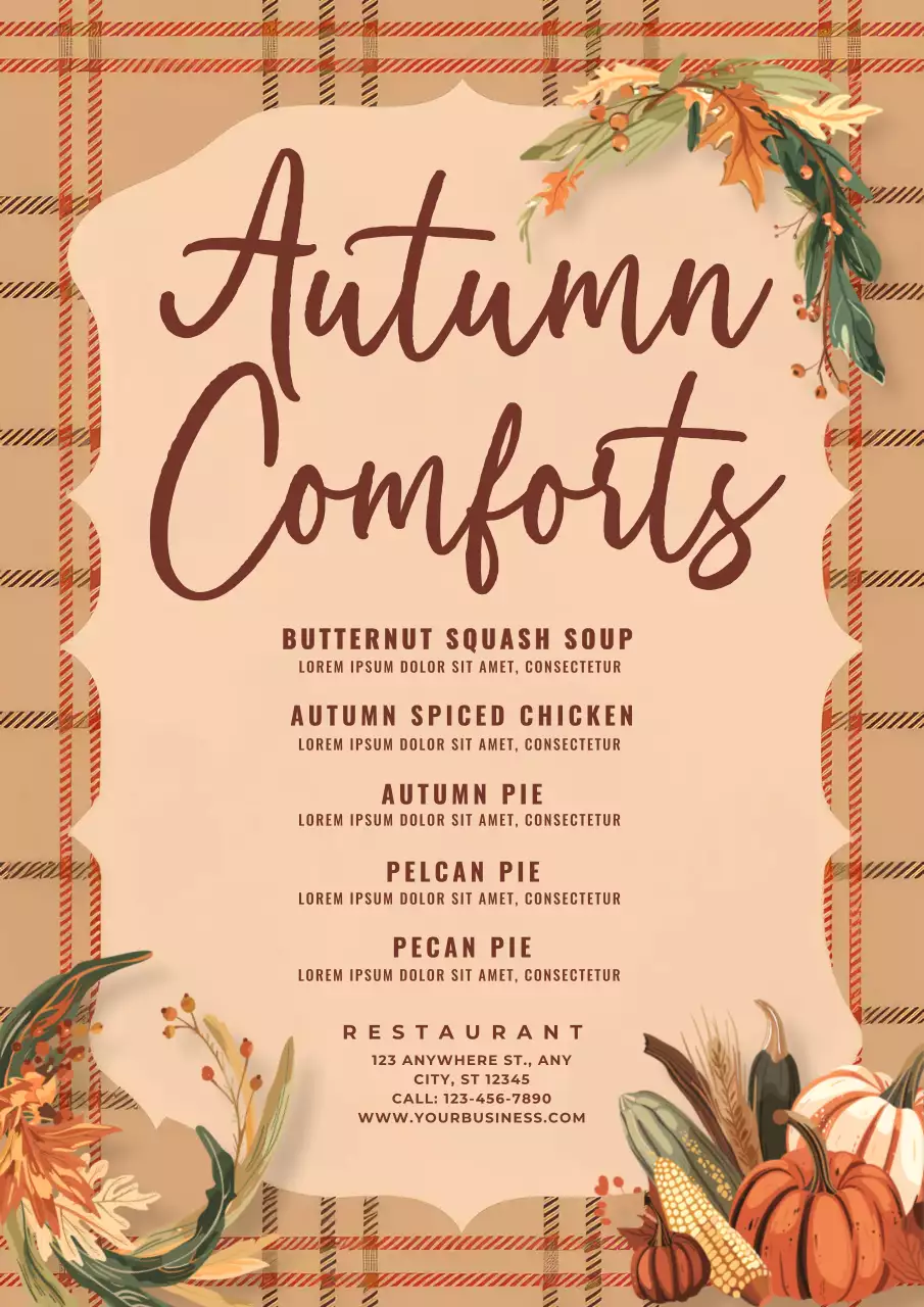 Beige Rustic Autumn Menu Poster