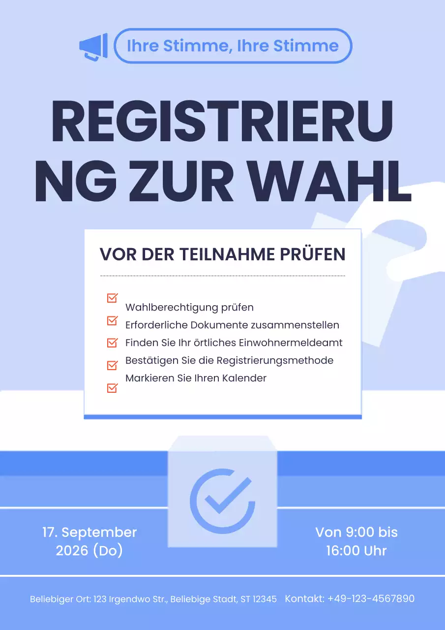 Förderung der Basis-Wählerregistrierung in Blau und Hellblau