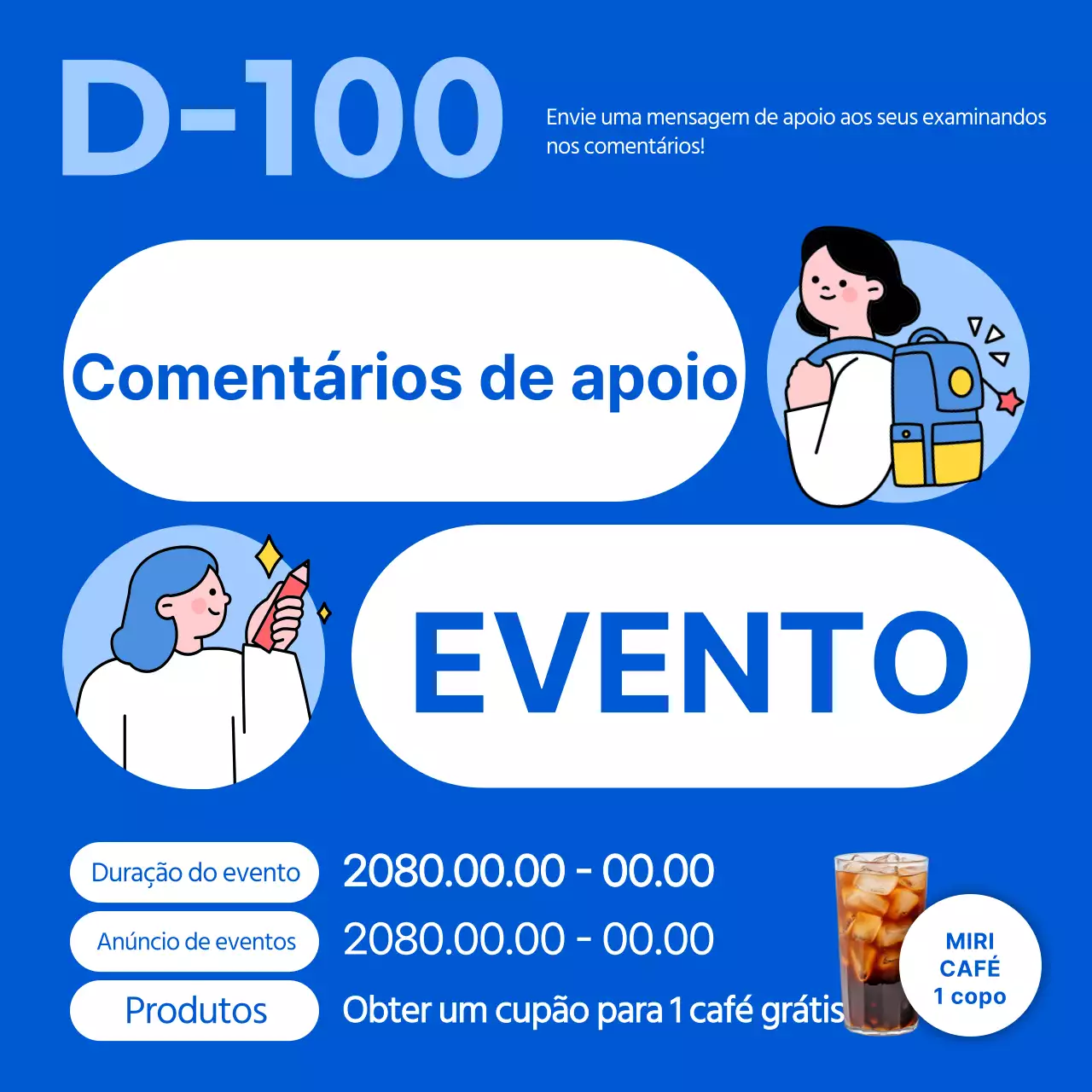 Azul e simples, a aplaudir o anúncio do evento dos examinandos