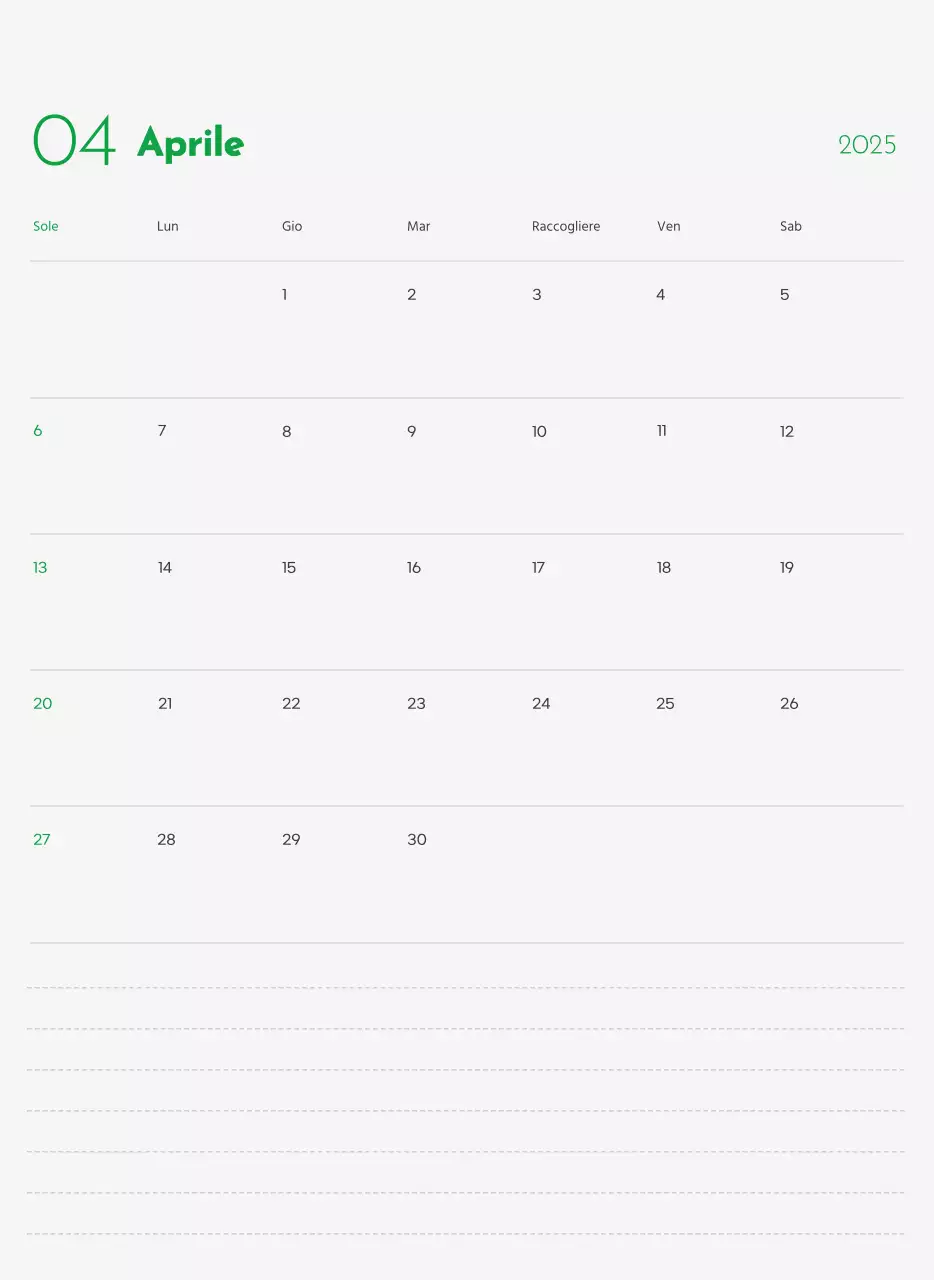 Un calendario con la foto di un cucciolo e un simpatico messaggio in colore verde.
