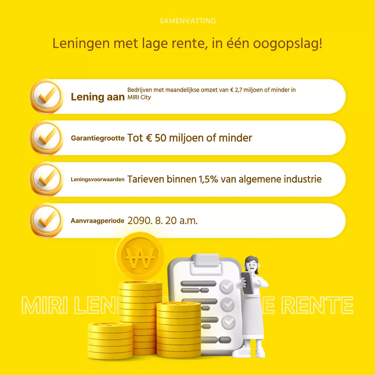 Informatie over laagrentende leningen in geel en bruin gemarkeerd