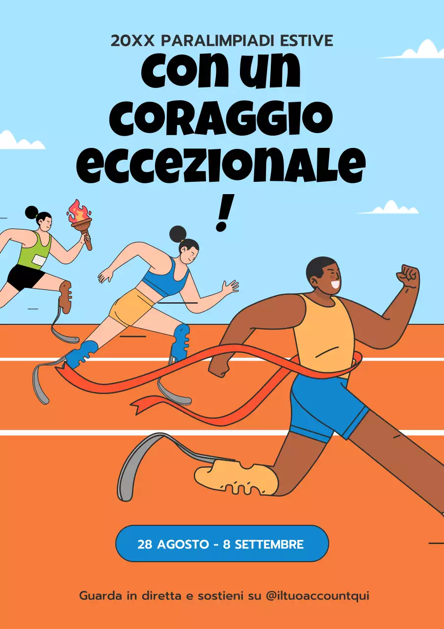 Promozione delle Paralimpiadi estive in blu e arancione